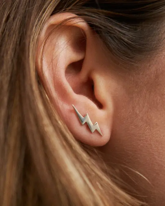 Jagged Lightning Bolt Ear Climbers - 925 Silver, Gold, Rose Gold