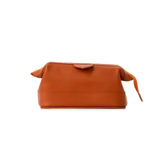 Small Tan Leather Wash Bag
