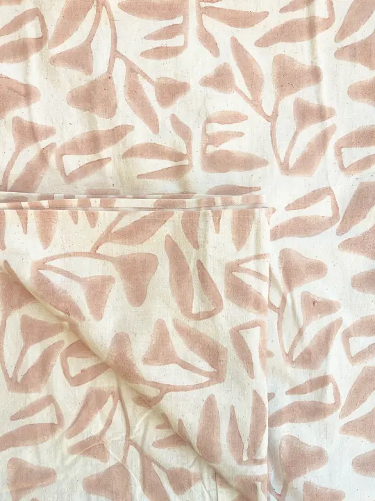 Botanical Block Print Sheet Coverlet: Natural Cotton