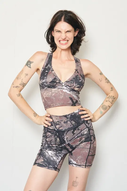 Forest Camo Yoga/Swim Crossback Top