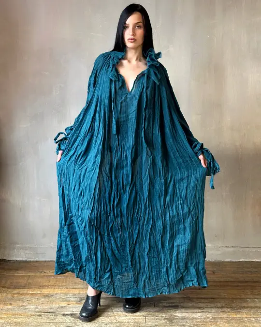 Ultra Maxi Alchemist Chemise in Teal Linen