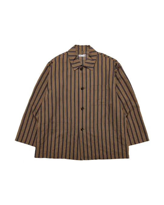 ts(s) Jacket Shirt Bold Stripe Viscose/Polyester Cloth Brown