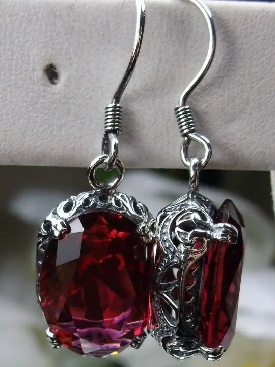 Ruby Red Earrings, Edwardian Jewelry #E70