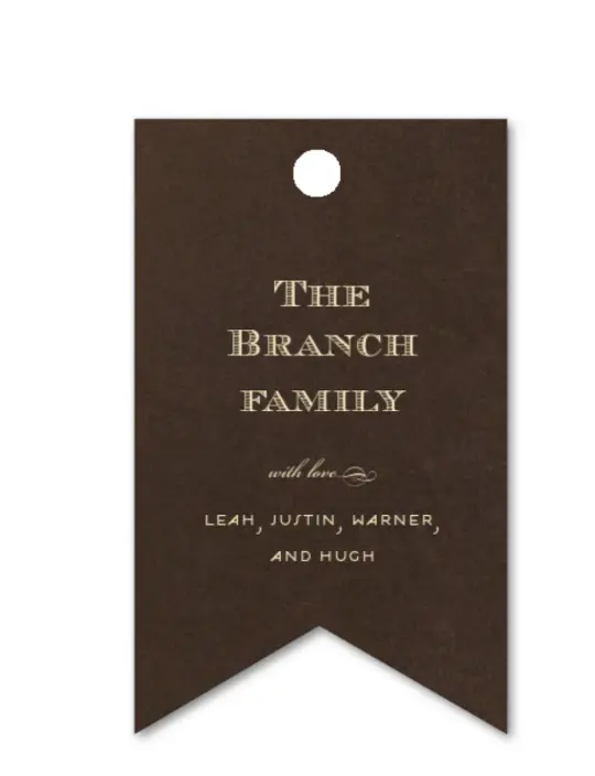 Custom Chocolate and Gold Family Double Point Foil Gift Tag