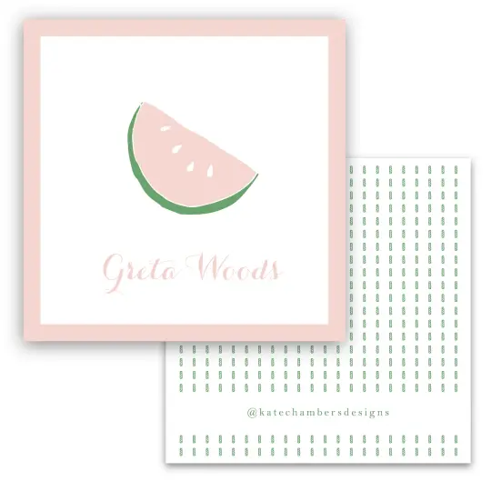 Watercolor Watermelon Pink and Green Square Enclosure