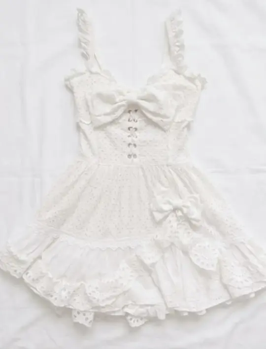 Fresh White Homecoming Dress ,A-Line Spaghetti Straps Bow-knot Cute Summer Dress RS782