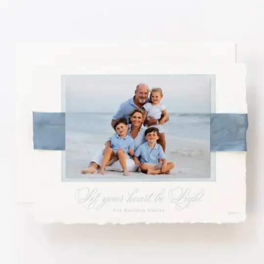 Deckled Edge Letterpress Ribbon Holiday Card