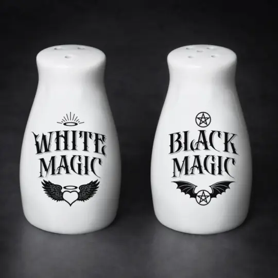 White Magic / Black Magic Fine Bone China Salt & Pepper Set