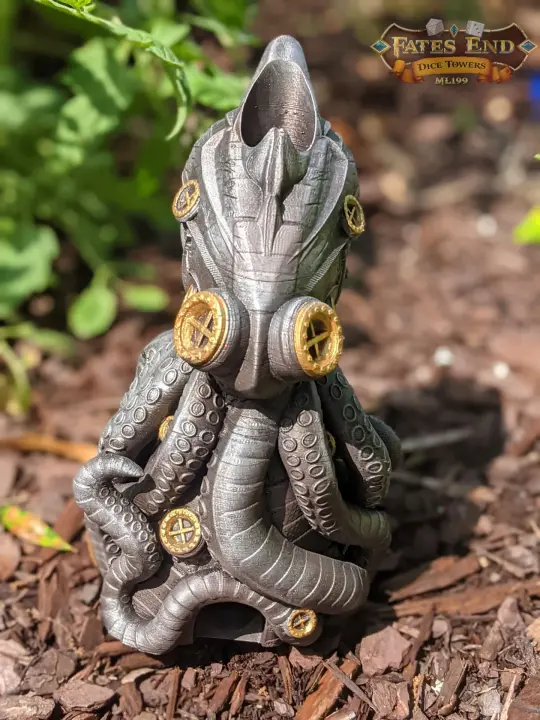 Octopunk Steampunk 3D Printed Dice Tower-Fate's End Collection- Dive Deep into a Steampunk and Octopus Inspired Design!