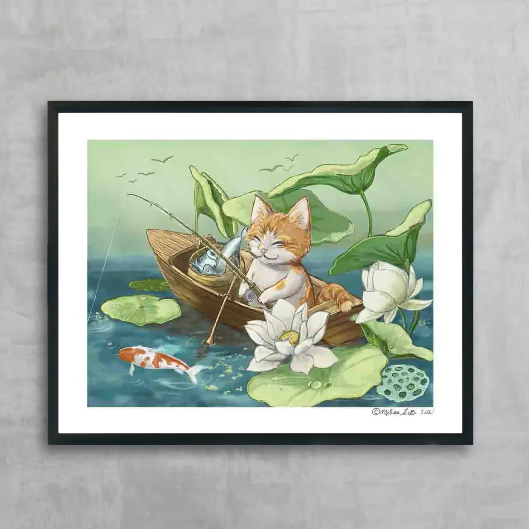 Fishing Kitty Fine Art Print