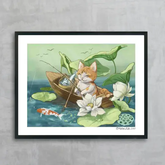 Fishing Kitty Fine Art Print