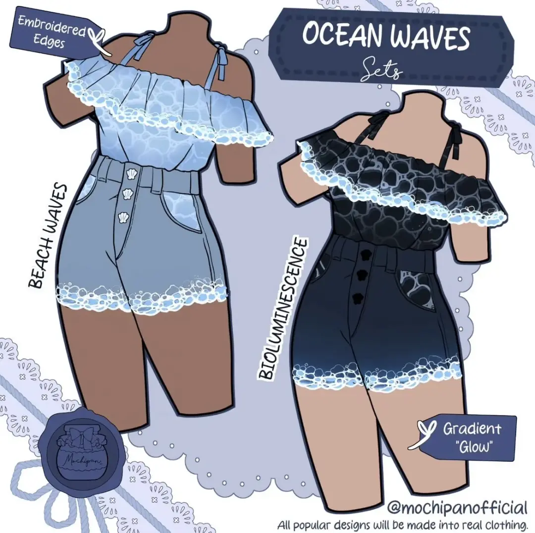 (Interest Check) Ocean Waves Top & Shorts (In Development)