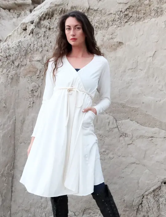 Drawstring Wrap Perfect Pockets Short Dress
