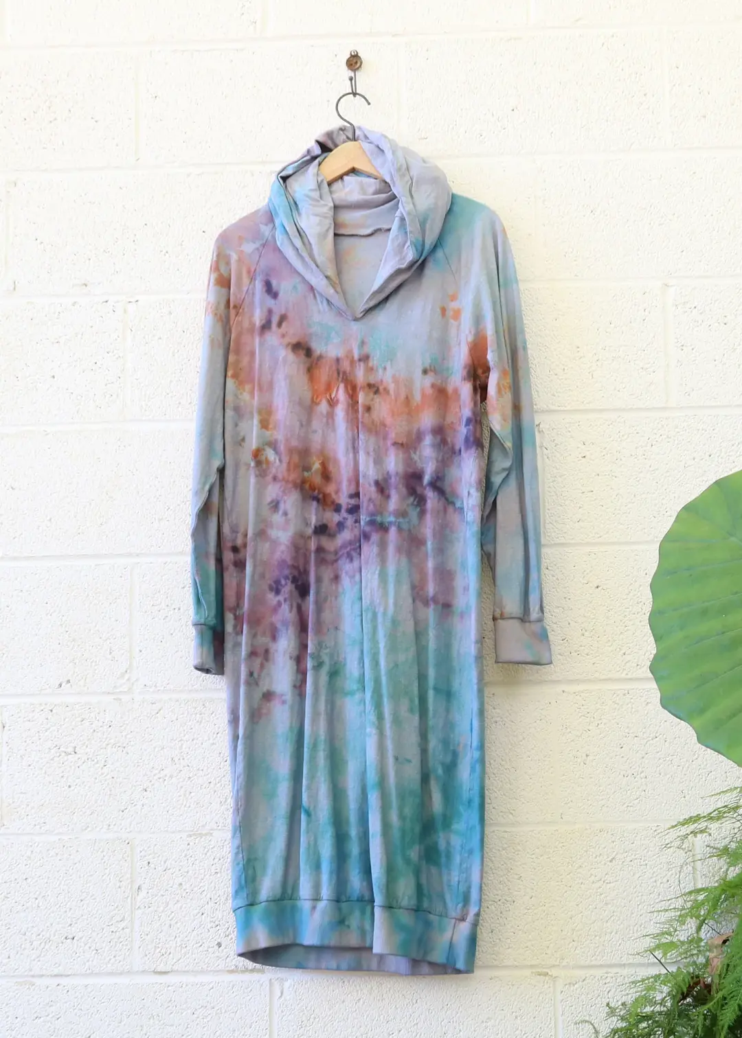 OOAK - Beach Bum Coed Below Knee Dress / S / Light Hemp/Organic Cotton / Ice Dye (58)