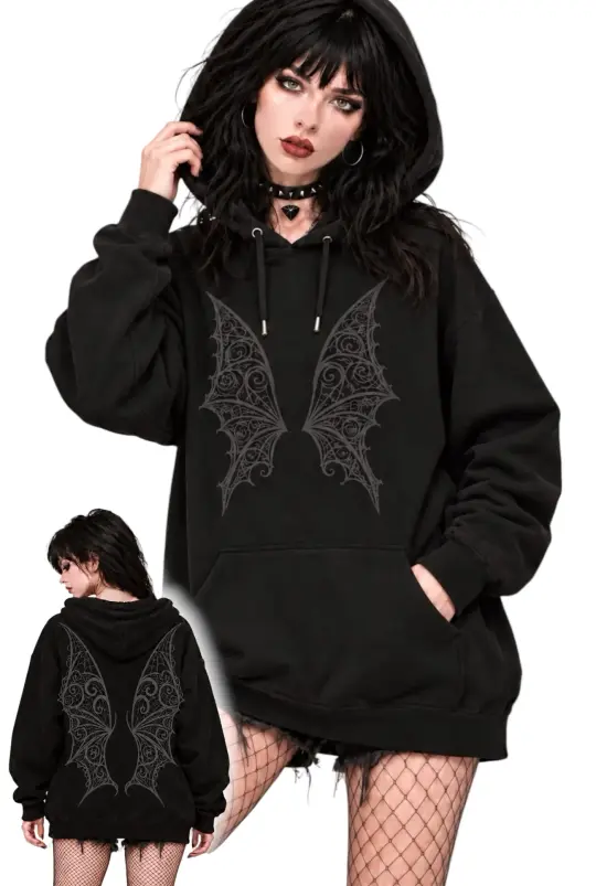 Vamp Vampire Bat Wings "Boyfriend Fit" Hoodie
