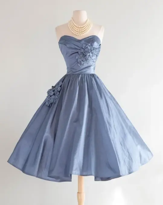 Navy Elegant Homecoming Dress , Silky 3D Floral Corset Mini Evening Dress RS1482