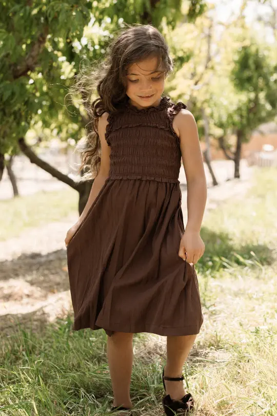 Teen Simone Dress in Warm Cocoa