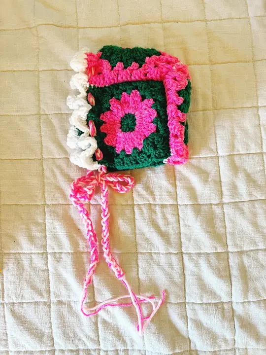 Bev Made Baby Bonnet - Pink & Green