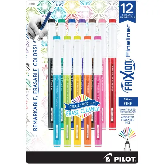 Frixion Fineliner 12pk Assorted