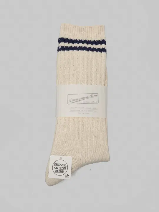 Anonymous Ism OC 2 Line Pique Rib Crew Socks Navy