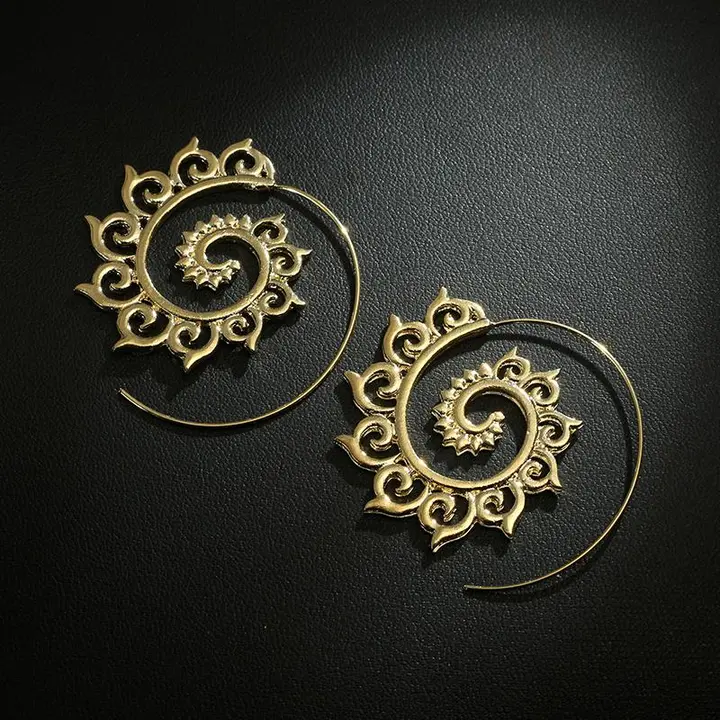Brass Spiral Earrings Gold