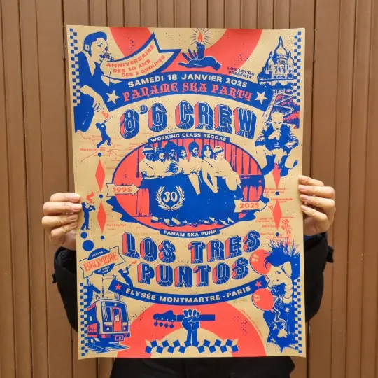 8°6 Crew / Los  Tres Puntos (gigposter Paris 2025)