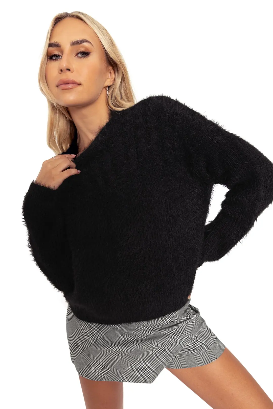 Black Feather Knit Sweater