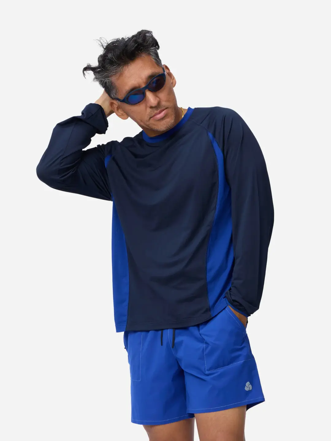 LS Track Tee ~ Navy/Cobalt
