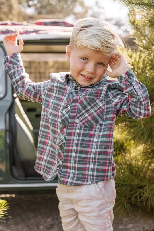 Boys John Shirt in Season's Greetings Plaid