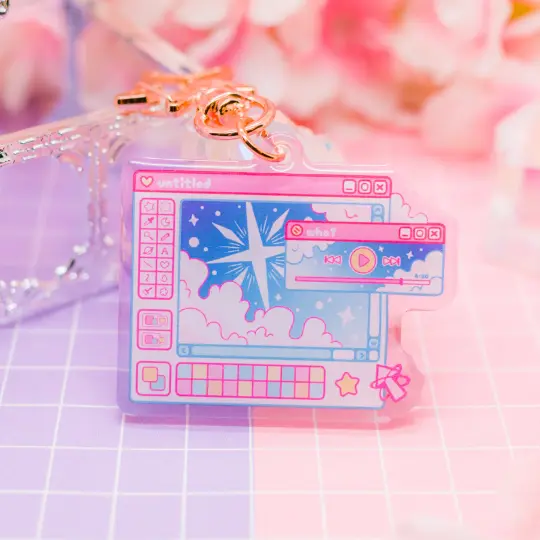 Cosmic Computer - Starry Paint UI acrylic charm / keychain (gradient acrylic)