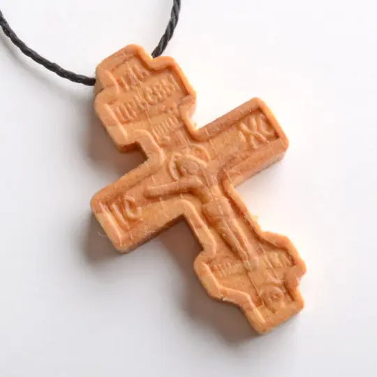 Wooden Orthodox Cross Necklace