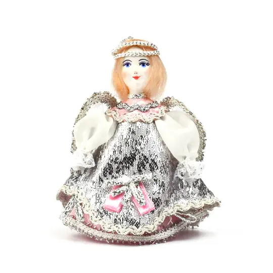 Pink & Silver Angel Russian Doll Ornament