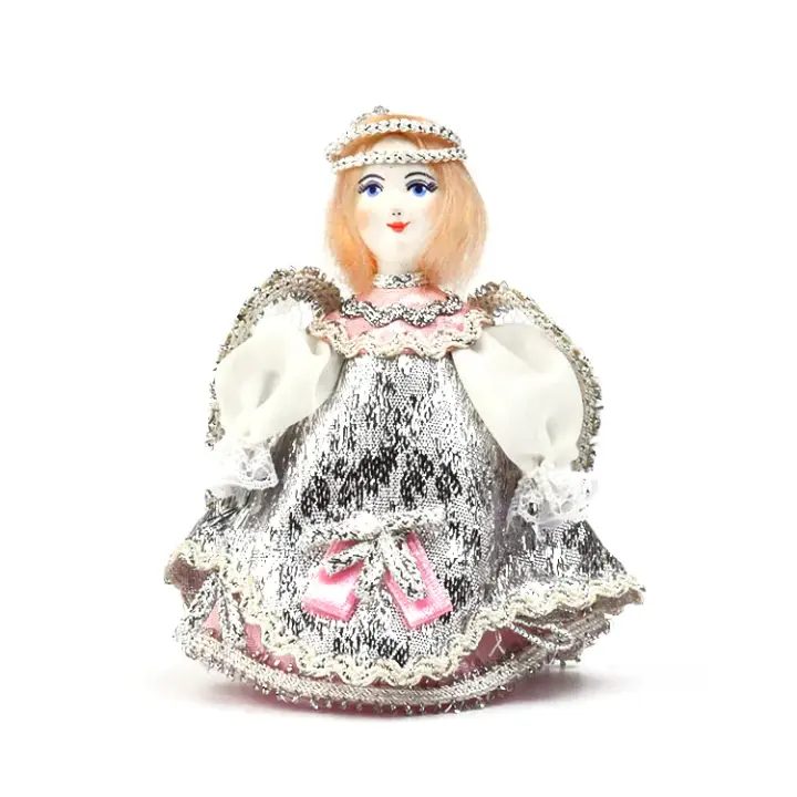 Pink & Silver Angel Russian Doll Ornament