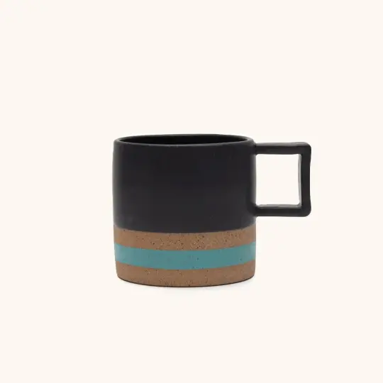 Black Turquoise Stripe Wolf Mug