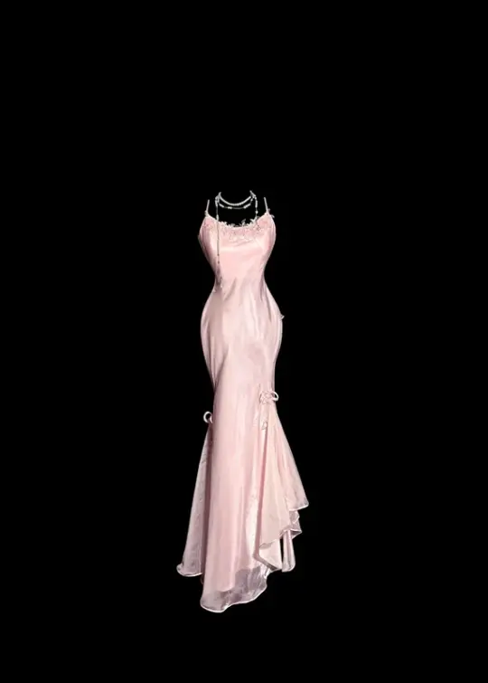 Light pink halter-neck fitted bodycon sexy ball gown R8111