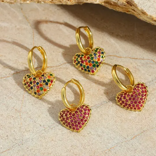 18k Gold Romantic Valentine’s Day Jewelry Heart Earrings