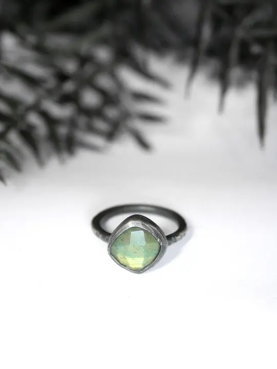 Cushion Cut Labradorite Ring