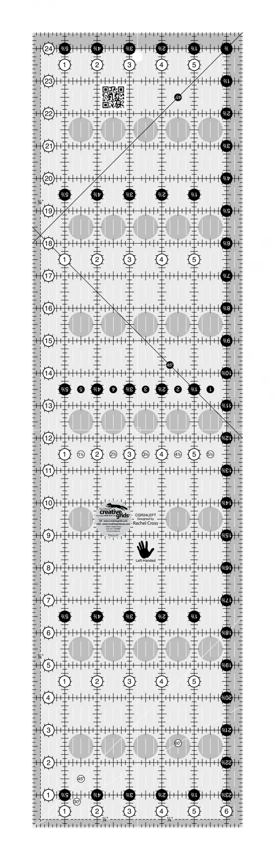 Creative Grids Left Handed Quilt Ruler 6-1/2in x 24-1/2in Rectangle