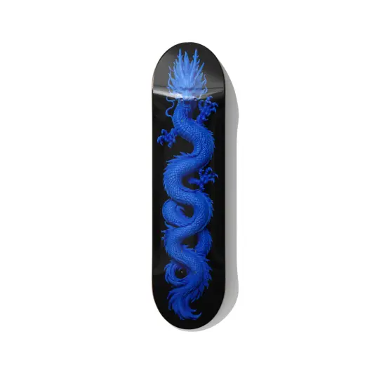 Blueprint Dragon – Blue Monochrome Skateboard Wall Art
