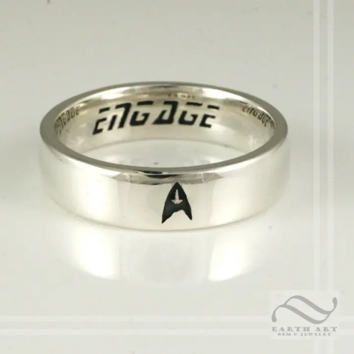Mens ENGAGEmet Ring - Star Trek Inspired wedding band