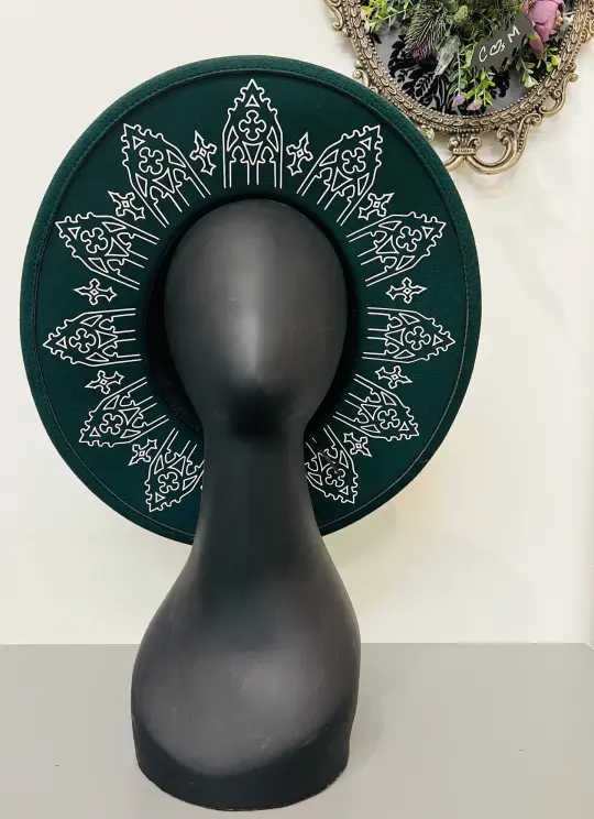 Emerald Wrought Iron Vegan Felt XL Wide Brim Hat