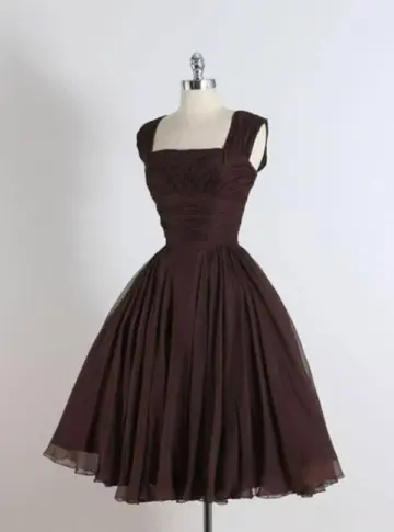 Minimalist Brown Homecoming Dress ,A-Line Spaghetti Straps Short Prom Dress RS960
