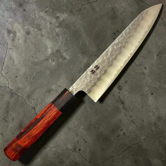 TOKUSHU KNIFE White #2 Stainless Clad Tsuchime Gyuto 210mm with Rosewood wa Handle
