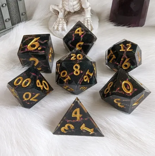 Red Lightning Dice Set – 7-Piece Fire Storm DnD Dice