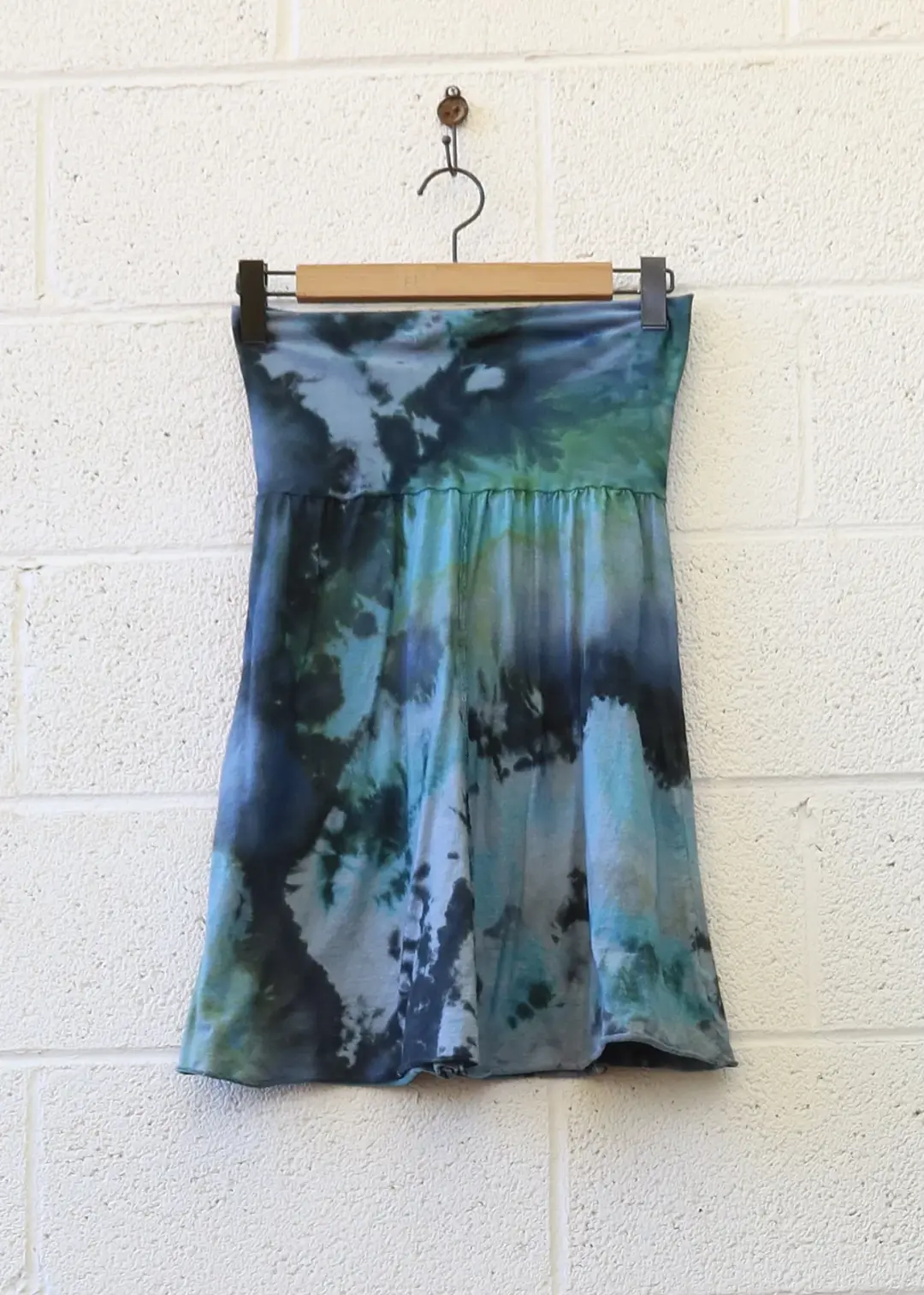 OOAK -  Warrior Simplicity Short Skirt / M / TISSUE Hemp/Organic Cotton / Ice Dye (153)