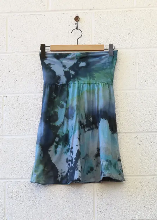 OOAK -  Warrior Simplicity Short Skirt / M / TISSUE Hemp/Organic Cotton / Ice Dye (153)