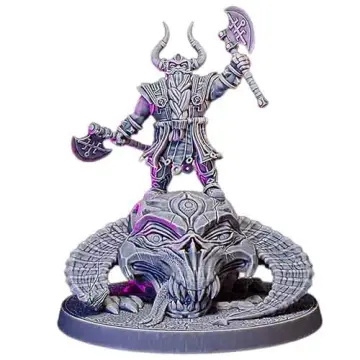 render of 28mm miniature dwarf yudreth the slayer