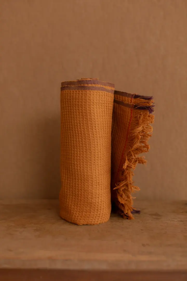 HANDWOVEN WAFFLE TOWEL - GOLDENROD