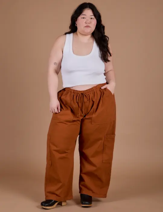 Drop Pocket Cargo Pants - Burnt Terracotta