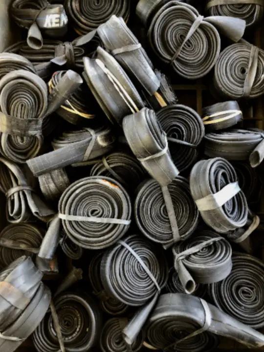 Salvaged Rolled, Banded Inner Tubes For Art